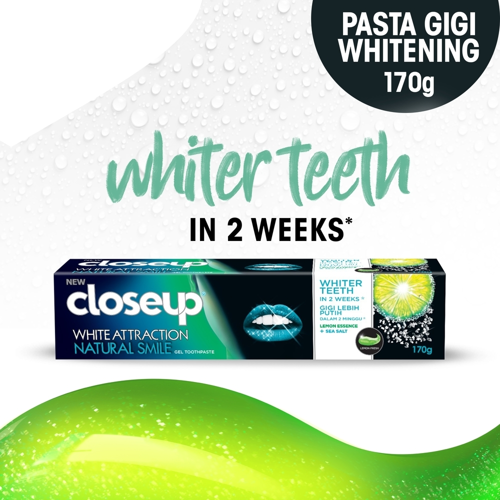 Closeup White Attraction Natural Smile 170gr Close Up Pasta Gigi Pemutih Lemon