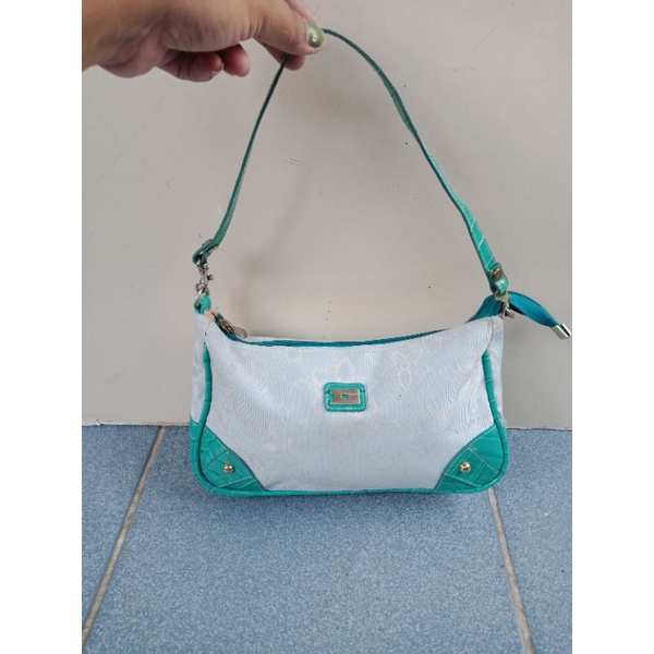 SHOULDER BAG BIRU MINT KOMBINASI, TAS KETEK,  PRELOVED SHOULDER BAG