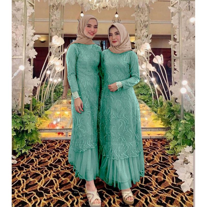 CLARISSA Gaun pesta brukat tile / gamis remaja / baju couple / seragam bridesmaids