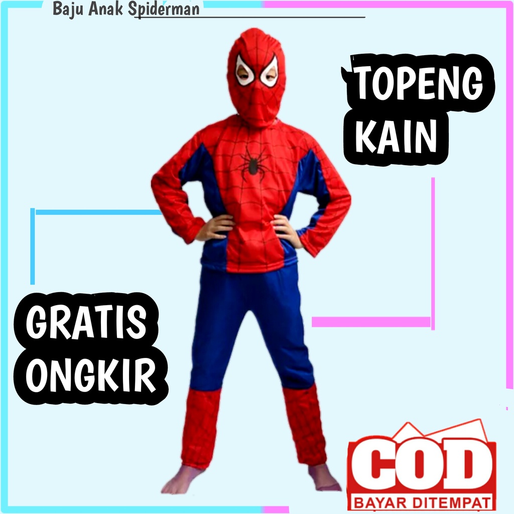 baju spiderman + topeng kain