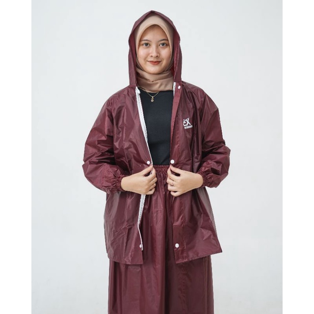 Jas Hujan Setelan Jaket dan Rok Dewasa