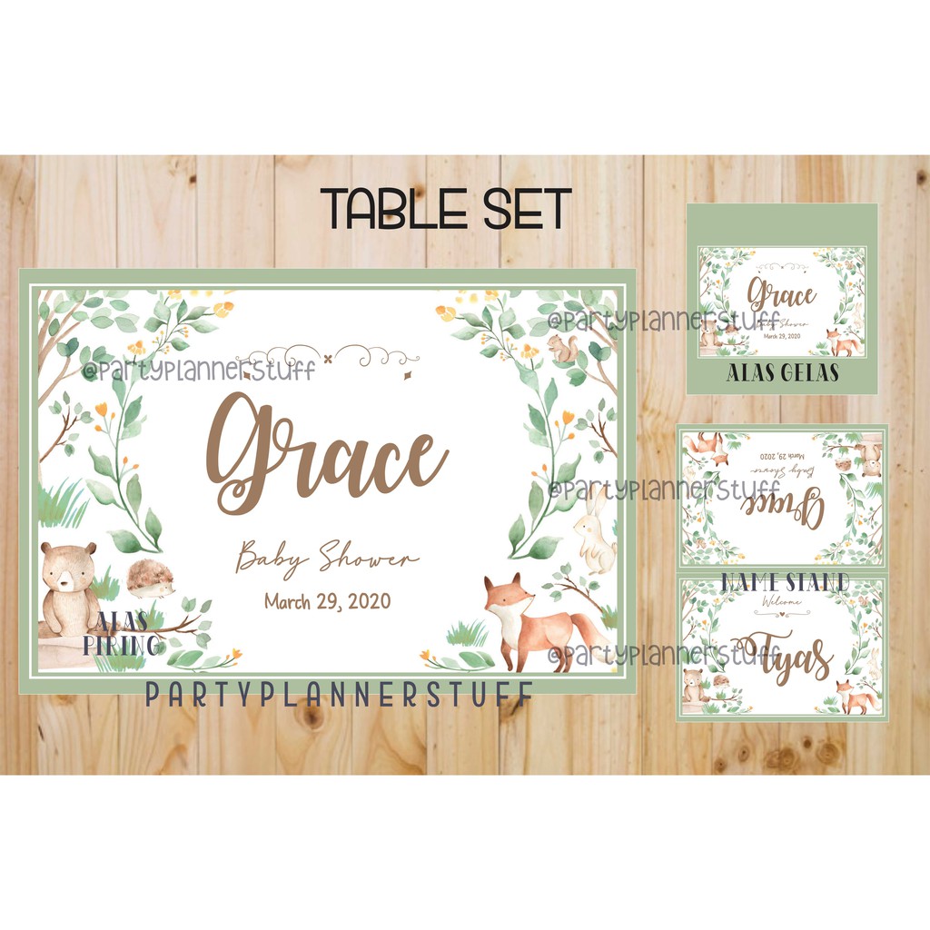 Table set baby shower dekor baby shower cewek table set baby shower cowok mom to be dekor rustic