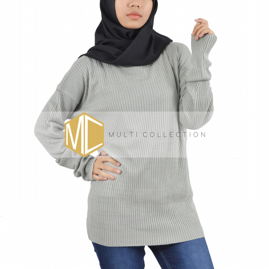 BOXY ABG PREMIUM - Baju Rajut Korea - Sweater Rajut Wanita - boxy sweater - sweater oversize - Rajut-ABU MUDA