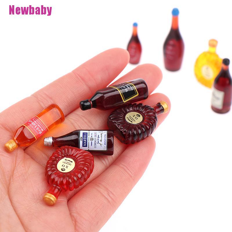 (Newbaby) 9pcs / Set Mainan Miniatur Botol whiskey / wine / XO Untuk Aksesoris Rumah Boneka
