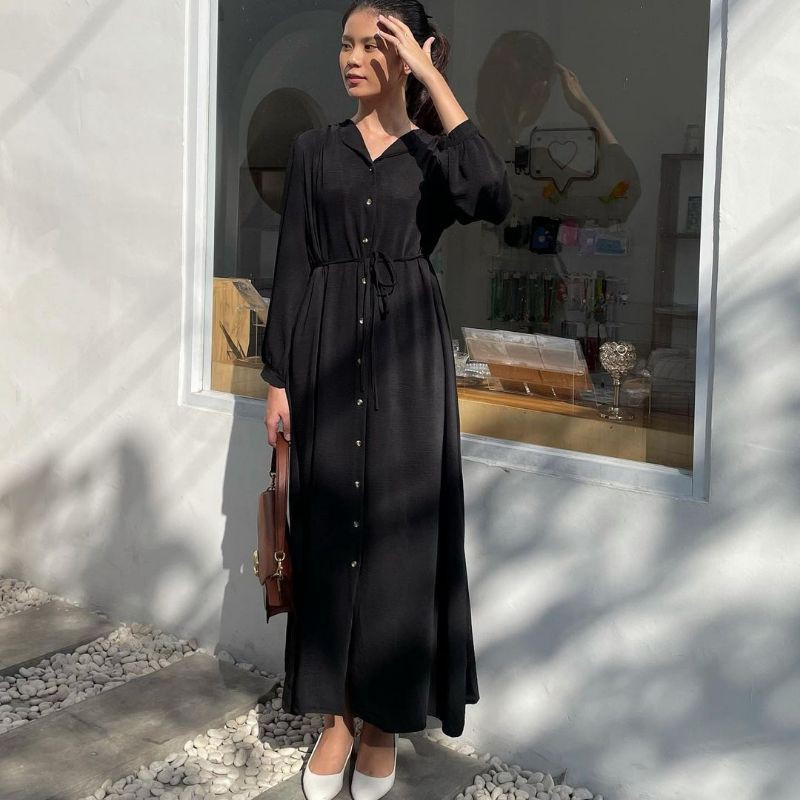 AMORA DRESS CRINKLE || BASIC DRESS FULL KANCING