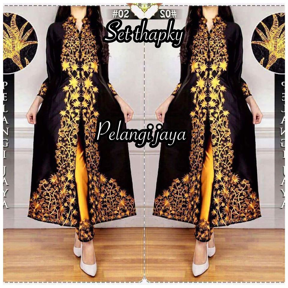 Abaya Gamis Muslim Thapky Setelan Celana Taffeta