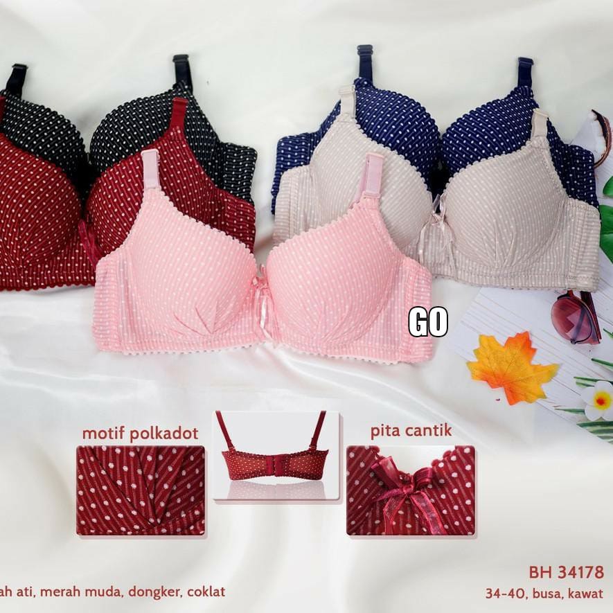 gos SOREX Bra Busa Kawat Kait 3 White Circle Polkadot Setara Cup B BH 34178 pakaian Wanita Bra 5.0