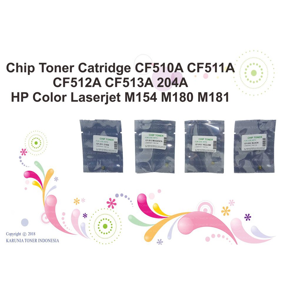 Chip Toner CF510A CF510 CF511A CF511 CF512A CF512 CF513A CF513 204A CMYK