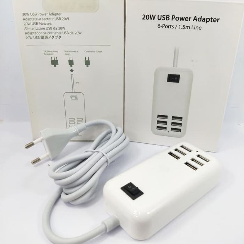 USB TC 4 HOLE / 6 HOLE / Adaptor  Charger Usb 6port 20W For Samsung Iphon Asus Xiaomi Asus Oppo