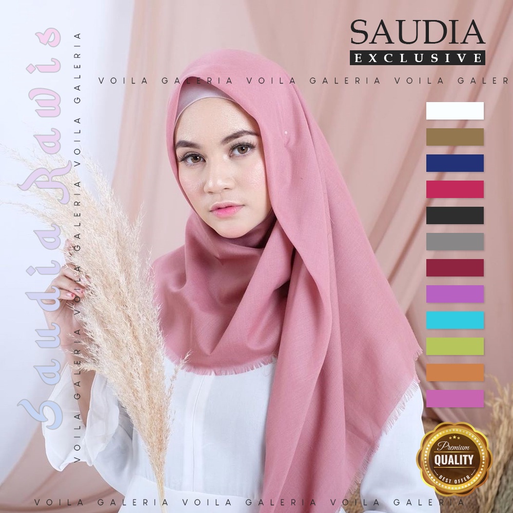 Hijab Segiempat Polos Saudia - Kerudung Jilbab Oleh Oleh Haji Umroh
