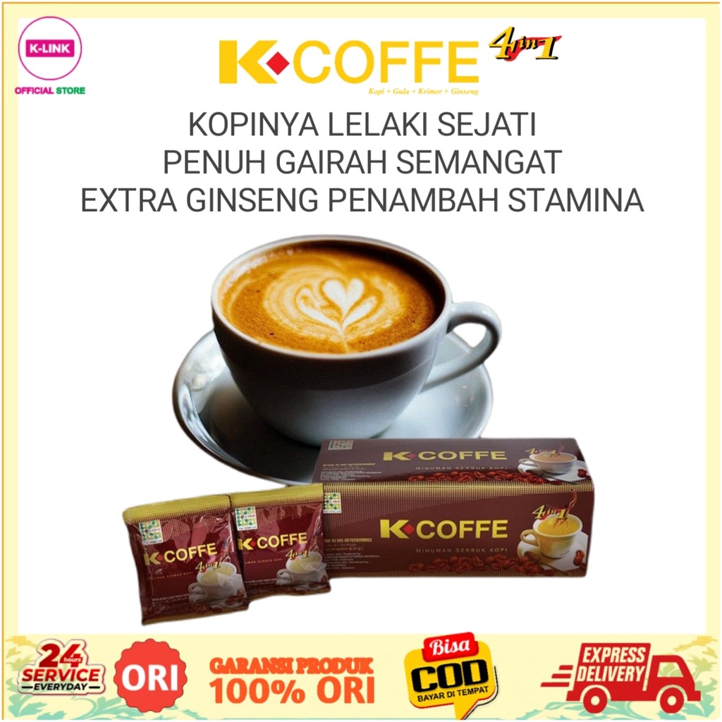 

K COFFE 4in1 DENGAN EKSTRAK GINSENG KOPI TAHAN LAMA