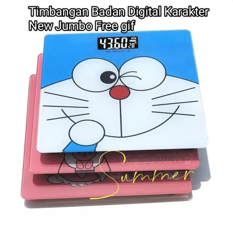 Timbangan Badan Kaca Digital Scale kartun New Jumbo 180Kg 26 x 26