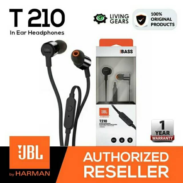 JBL T210 In-Ear Headphone / Earphone Original Garansi Resmi | Headset JBL No Bluetooth No Wireless
