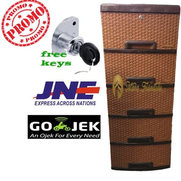 LEMARI PLASTIK ROTAN/ RAK PLASTIK / EXCEL / LACI PLASTIK ROTAN 5 SUSUN