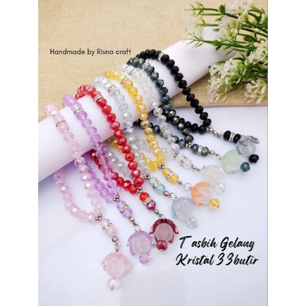 Tasbih Gelang Kristal. Tasbih Kristal 33butir. Tasbih souvernir