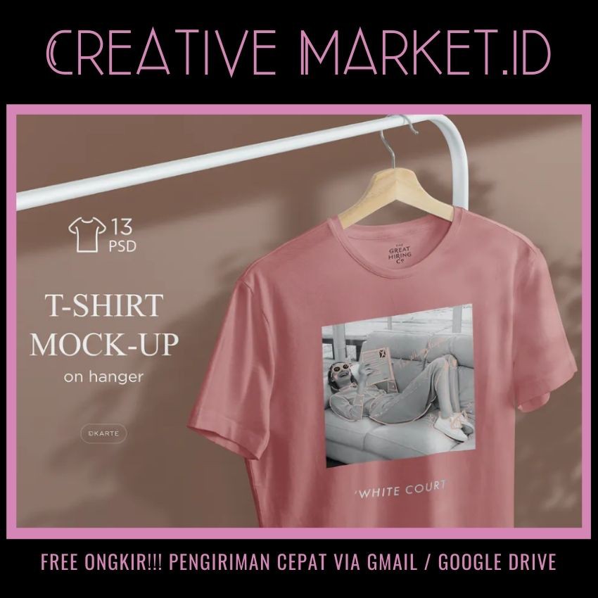 Download Profesional T-Shirt Mock-Up on Hanger Creative Market.id ...