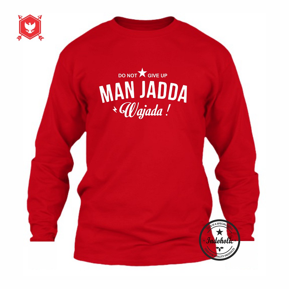 Indoholic Atasan Baju Kaos Distro Kaos Lengan Panjang Kaos Dakwah Kaos Muslim Pria Wanita Combed 100% Manjadda Wajada