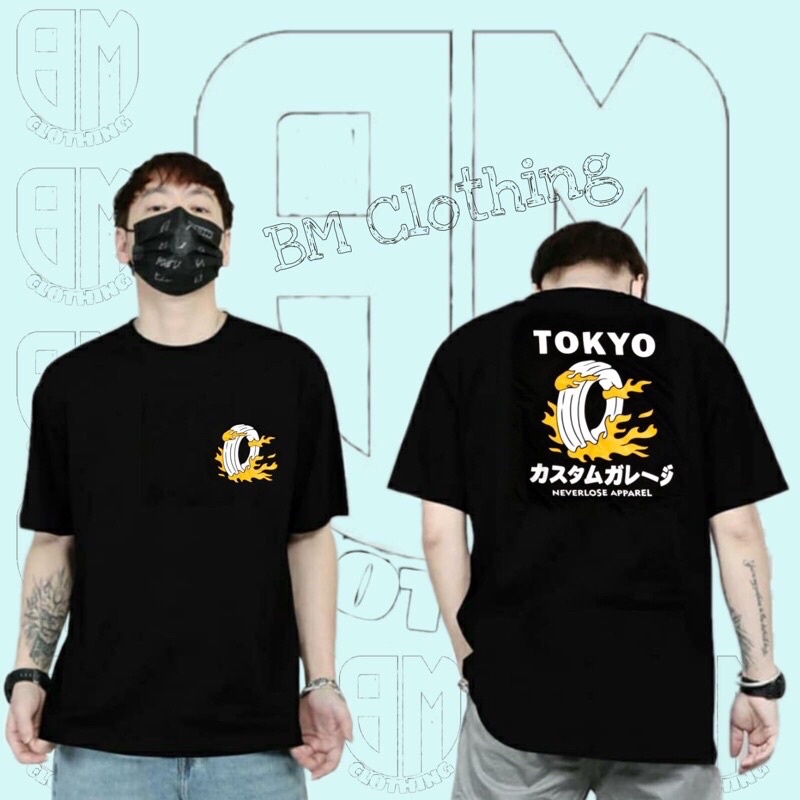 BAJU KAOS T SHIRT ATASAN DISTRO PRIA WANITA COWOK CEWEK TULISAN TOKYO JEPANG JAPAN CINA CHINA MURAH