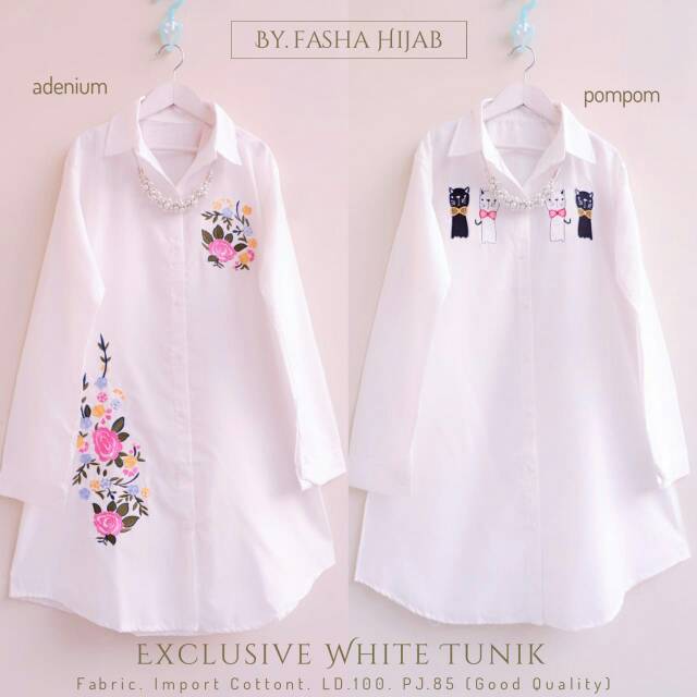 White Tunik By Fasha Hijab | Suplier Hijab Solo| Grosir