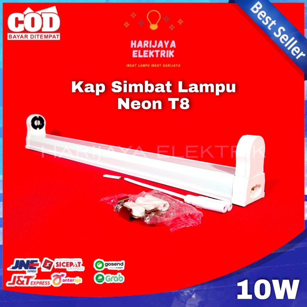 KAP SIMBAT LAMPU NEON LED TL T8 10 WATT RUMAH LAMPU 1 SET KAP KOSONG