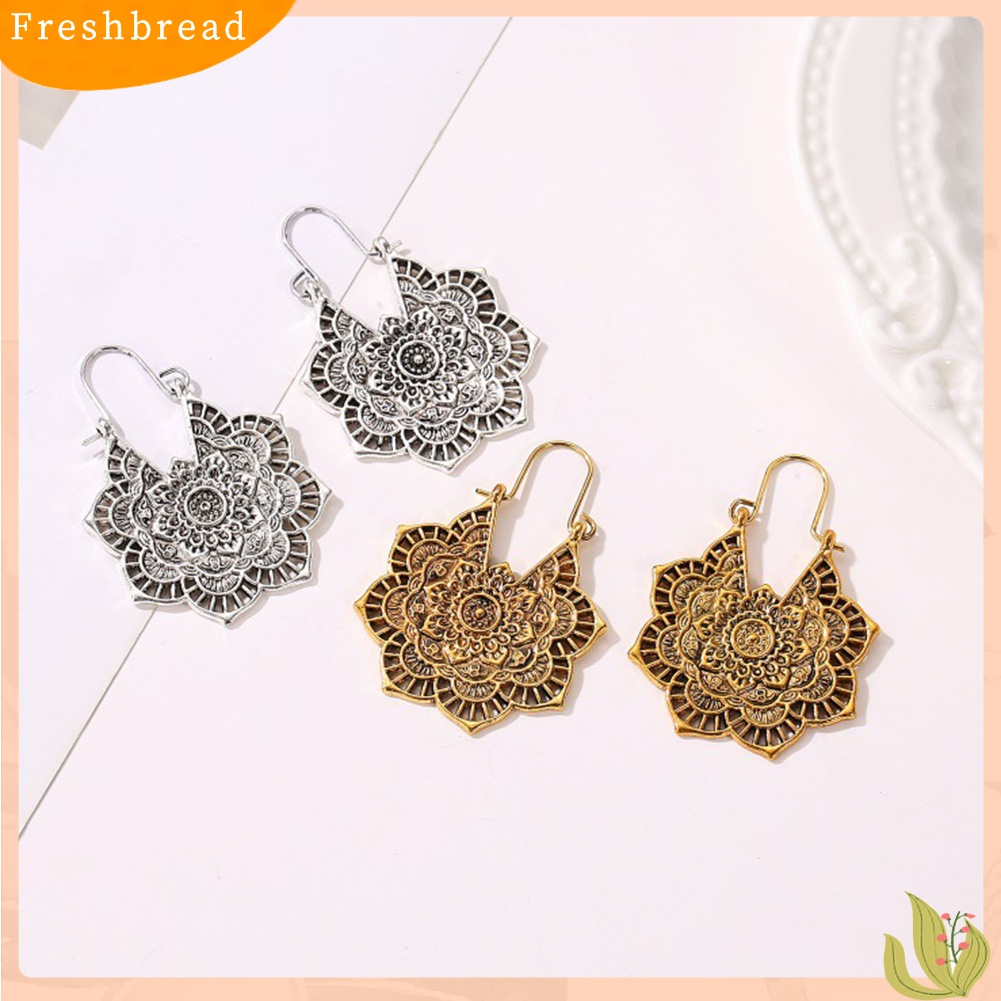 Fresh| Anting Kait Gantung Wanita Desain Ukiran Bunga Hollow Gaya Vintage Untuk Hadiah