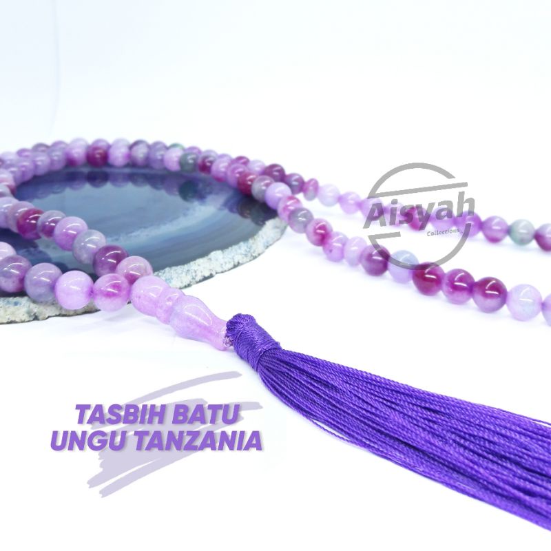 TASBIH BATU RUBY TANZANIA UNGU 8MM 99 BUTIR