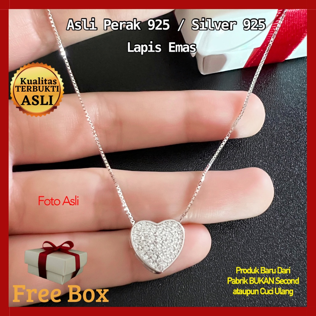 Kalung Love Perak Asli Silver 925 Lapis Emas Putih Awet Anti Karat Original Ada Surat Necklace Sterl