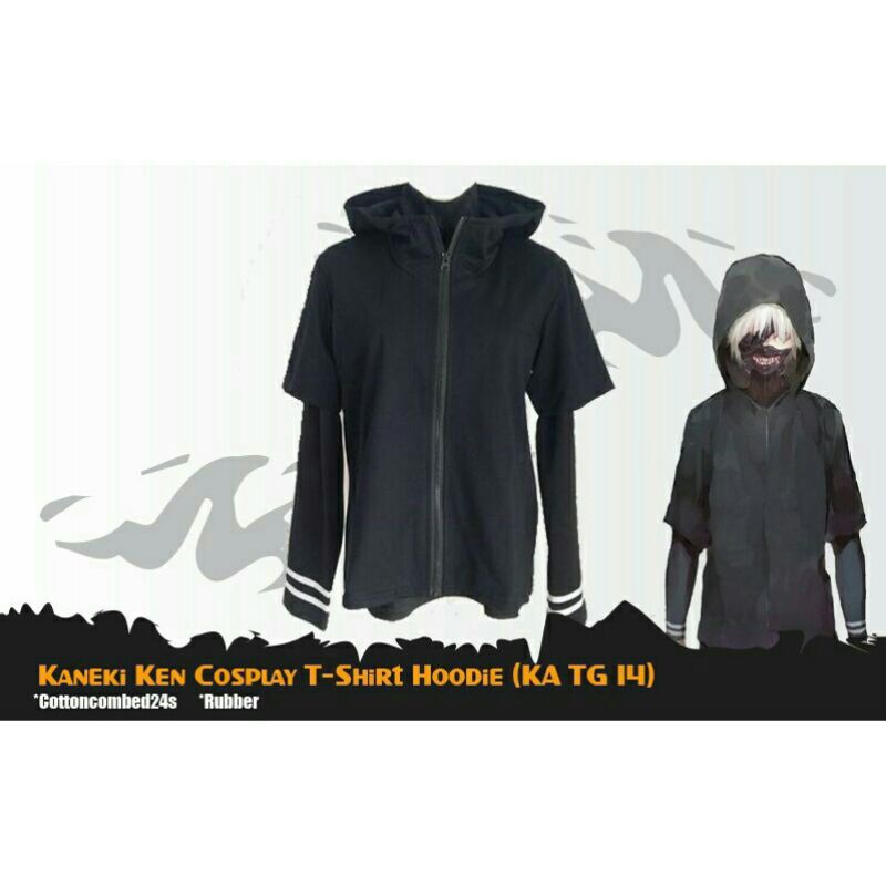 Kaos Anime Tokyo Ghoul Kaneki Ken Cosplay T-shirt Hitam KA TG 14