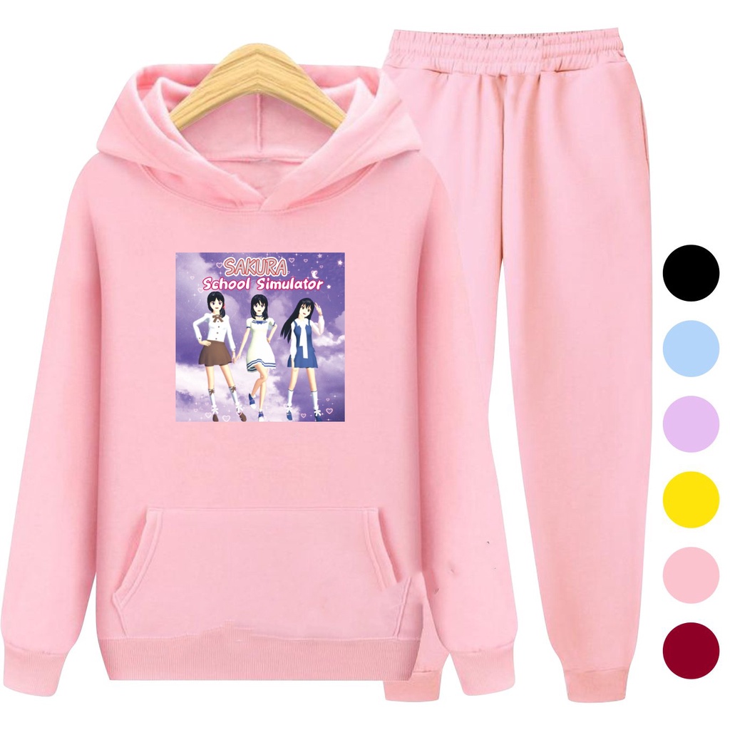 Setelan Sweater Anak + Celana SAKURA 02 / Set Sweater Hoodie Anak Perempuan Kekinian Viral Terbaru