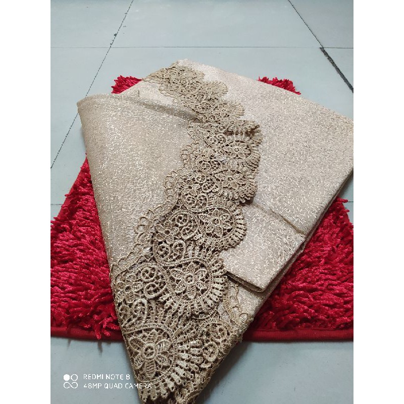 taplak meja makan 8kursi bulat renda