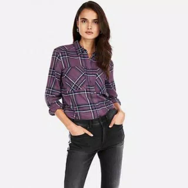 EXPRESS KEMEJA KOTAK WANITA KEMEJA ATASAN JUMBO BIGSIZE BIG SIZE XL (65/70)