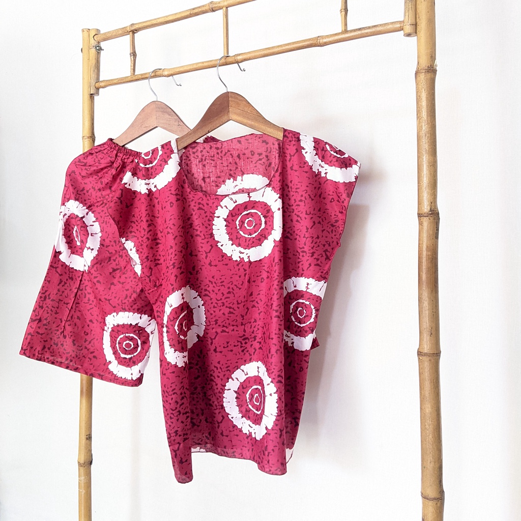 Baju Tidur Tanpa Lengan Piyama Krill Setelan Midi Homewear Homey Dress Baby Doll Dewasa Nyaman Di Rumah Santai WFH Rayon One Set Pajamas-kanoko red