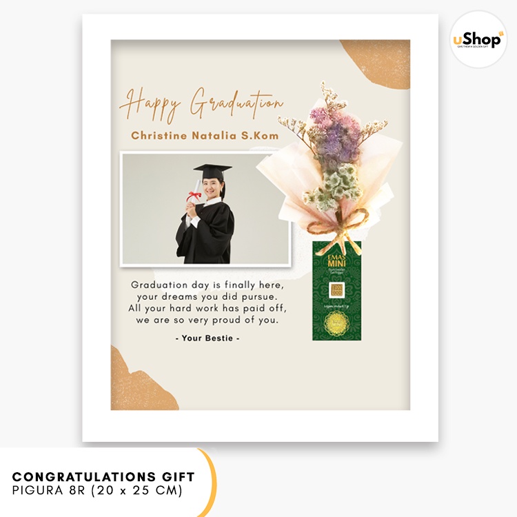 Graduation Gift Kado Wisuda Custom Pigura 8R (20x25 cm) Hadiah Wisuda