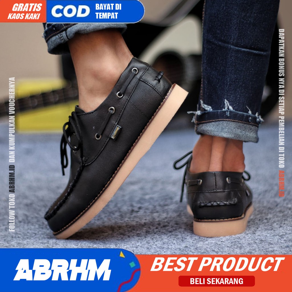 ABRHM x DAVIS Sepatu  Kasual Pria Sepatu Pria Casual Kulit Asli Kerja Cowo/Cowok Ori Santai Sepatu Semi Formal Kuliah Kondangan Gaya keren Kekinian Murah Terlaris