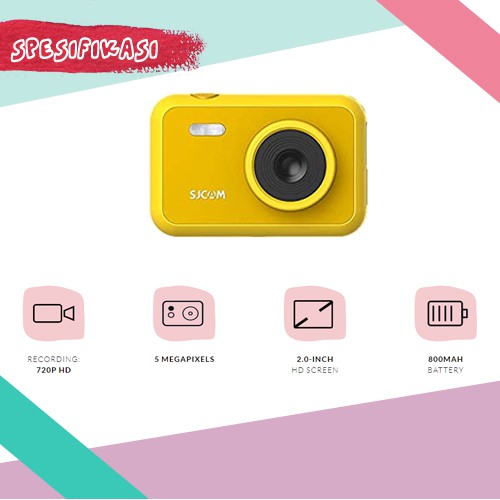 SJCAM FUNCAM KIDS CAMERA kamera mini pocket digital anak-anak kids cam video foto photograph  Inch LCD HD 1080P - Yellow