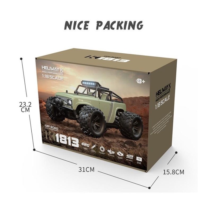 Heliway 1813 Rc Car Bigfoot Off Road 40Kmh Full Propo 2.4Ghz 4Wd Truck