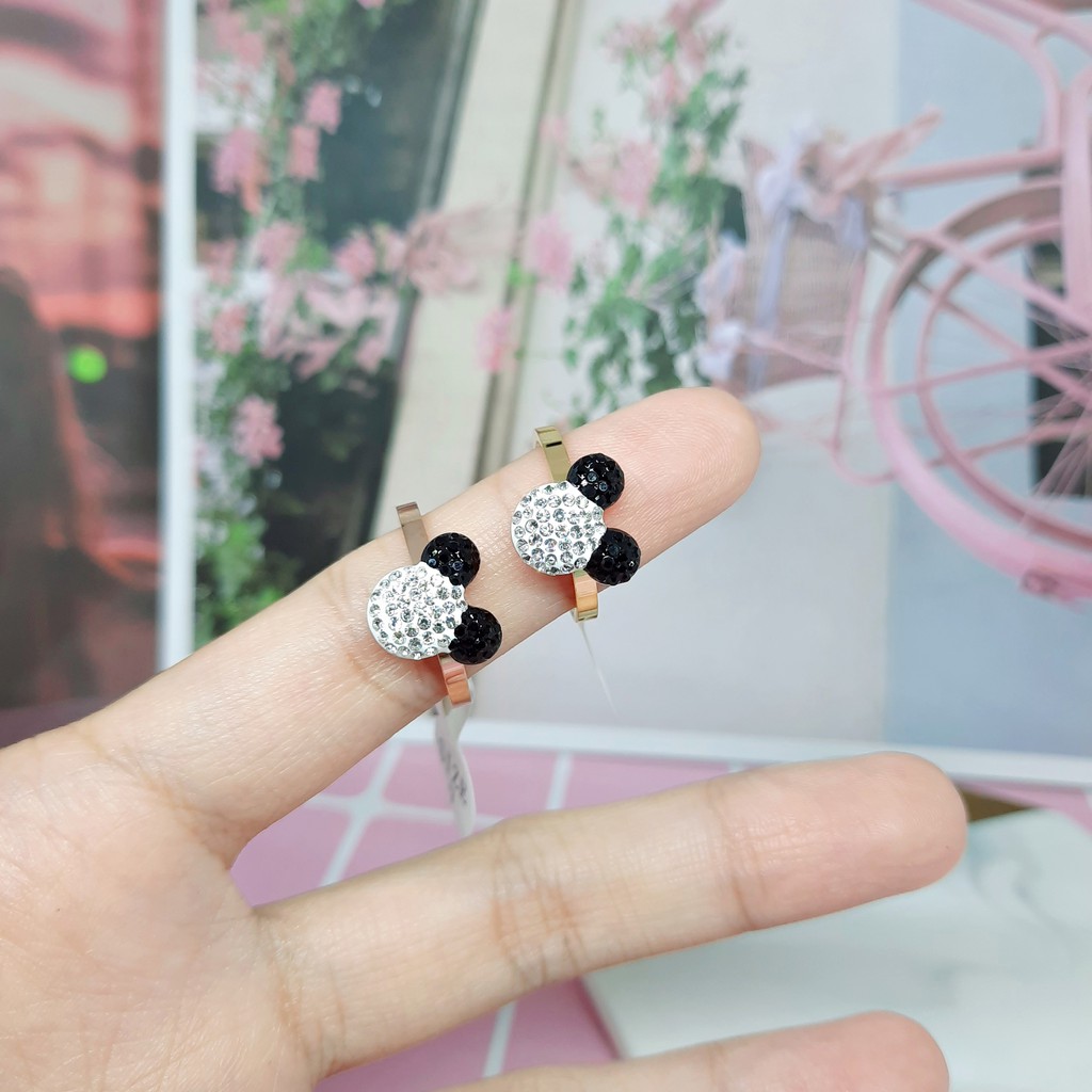 Cincin Titanium Cute Pink Bear Rose Gold - BR554