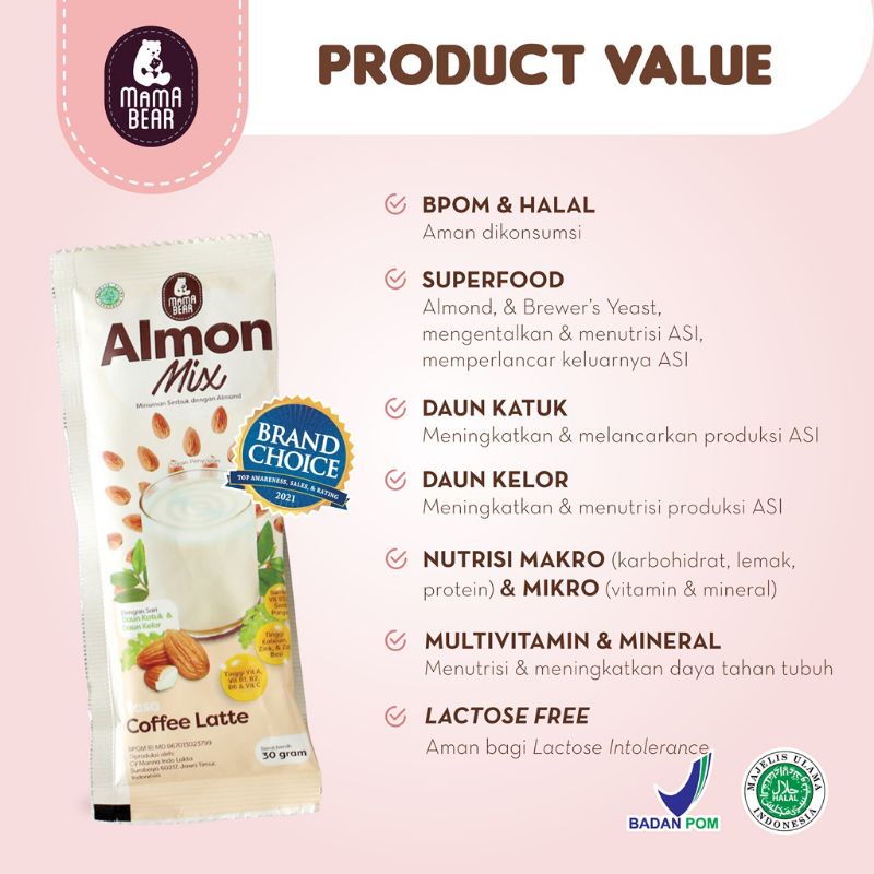 MamaBear Almon Mix Rasa Coffe latte | Pelancar ASI | ASI Booster n