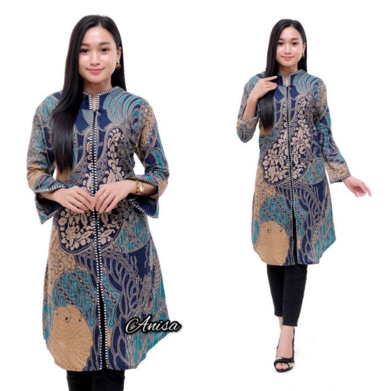 tey-17 Batik Wanita ASJ SA HRB026 Kenogo Kemeja Tosca Pendek /Baju Batik /Tunik /Atasan Batik Wanita-Model 10