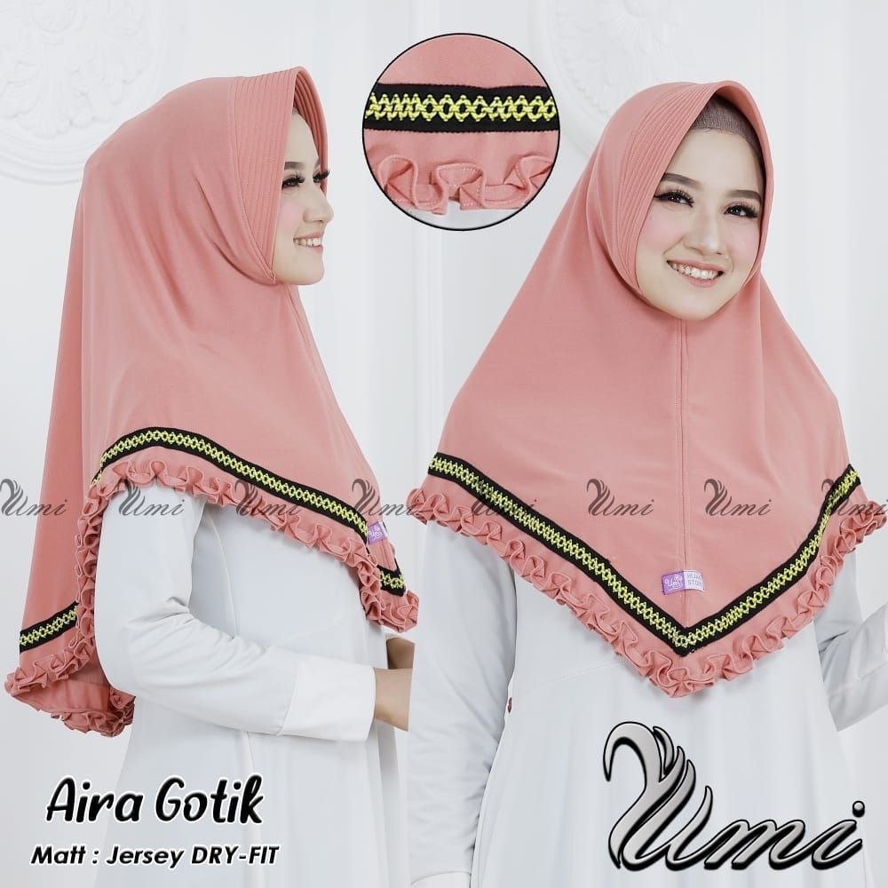 JILBAB BERGO AIRA GOTIK RENDA HIJAB INSTAN GOTIK JERSEY DRYFIT