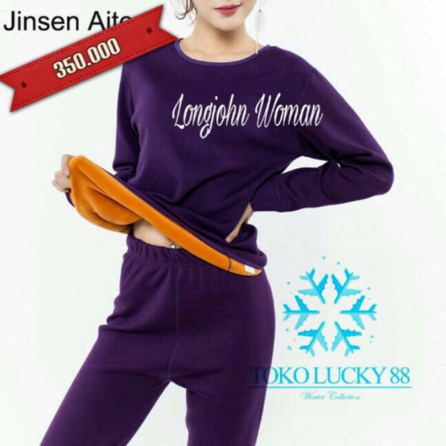 IMPORT MOLLAD Longjohn Thermal Gratis Topi Syal Piyama Thermal Baju Tidur Longjohn Wanita Pria lapis Bulu velvet musim dingin winter Long johns