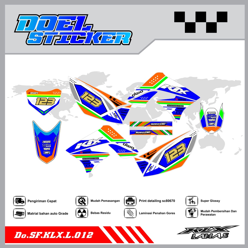 Sticker Striping Honda KLX L , S Lama List Variasi Hologram , Crome Doel012