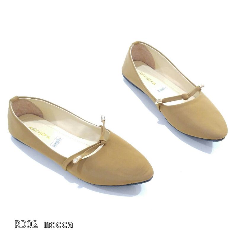 BIG SALE Borneo Sepatu Wanita Flat Flatshoes Bahan Sintetis  dengan Pita Kecil by Xavyera kode RD02