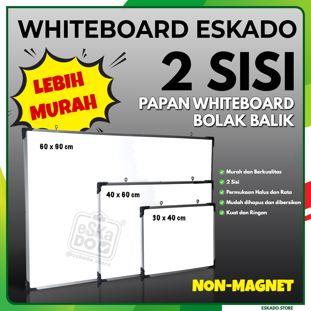 ESKADO Whiteboard / Papan Tulis Gantung Non-Magnet