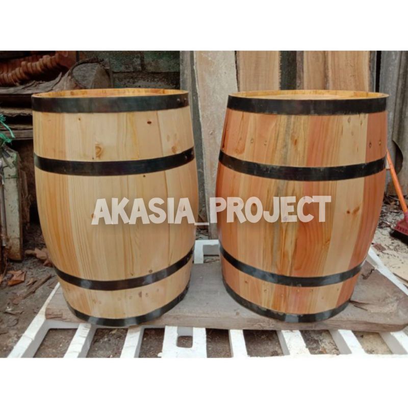 Gentong kayu/Barrel kayu jati belanda 50cmx35cm