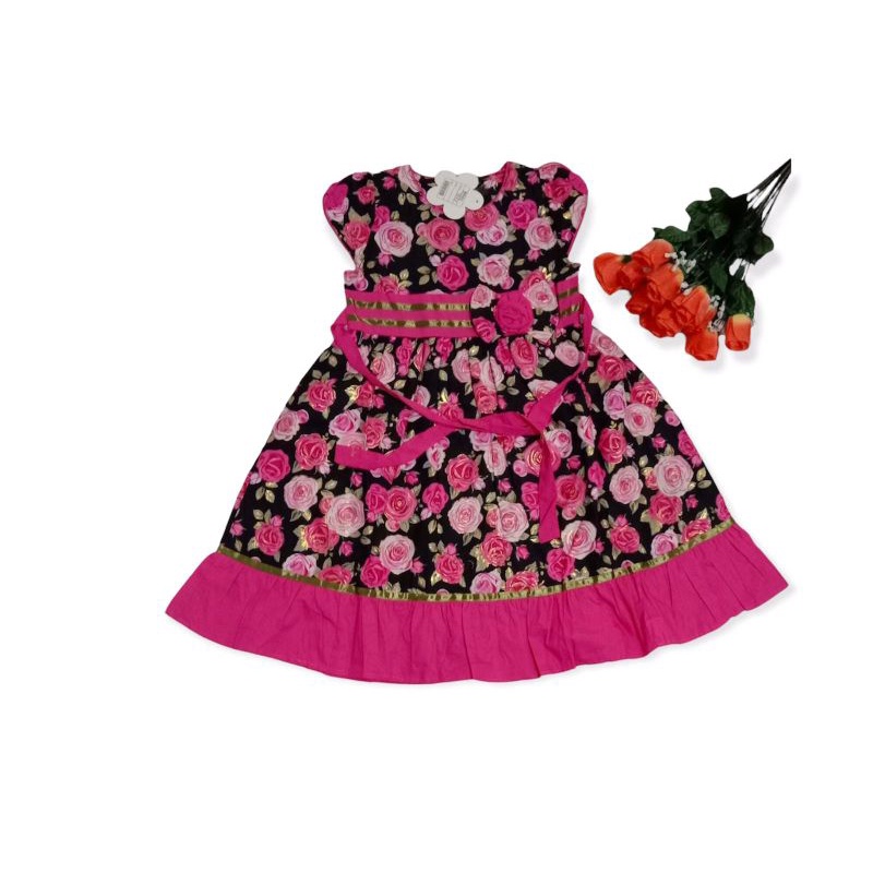 Dress Anak Merk Nikita Motif Bunga Full Usia 1-10 Tahun