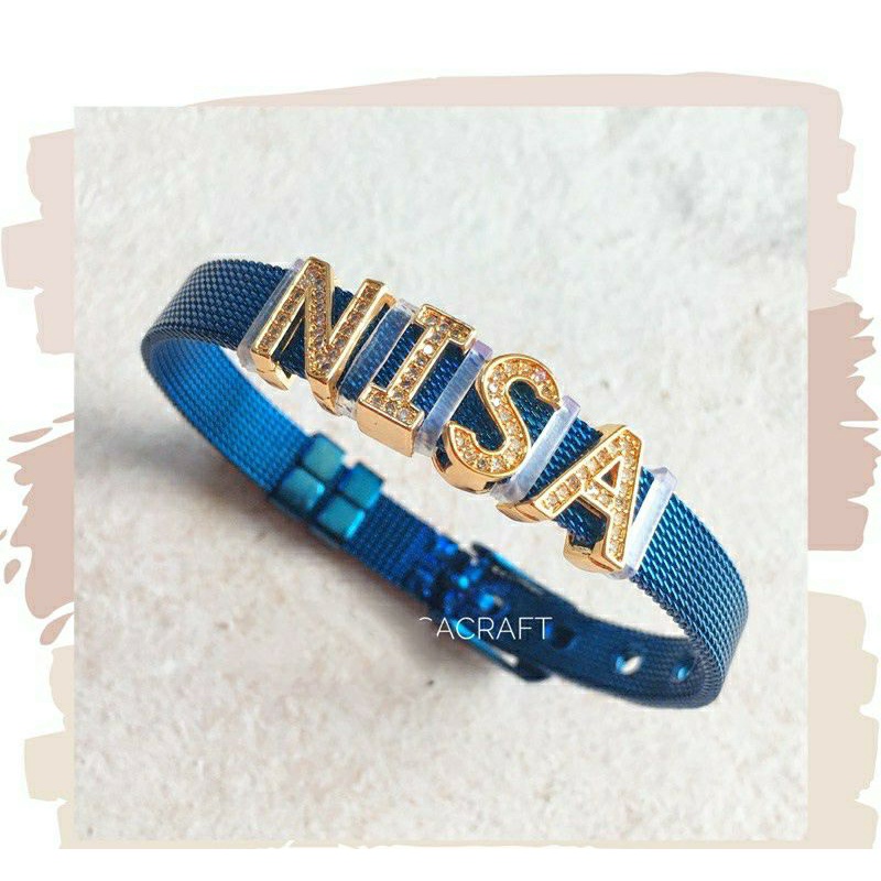 Fourfashion Gelang Jam Pasir Dan Charm Huruf Gold Xuping 9 Pilihan Warna Jam