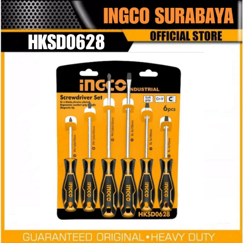 INGCO HKSD0628 OBENG SET 6 PCS SCREWDRIVER GAGANG KARET