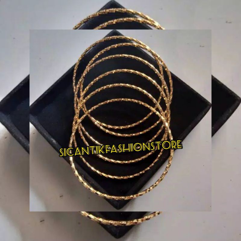 Gelang Titanium keroncong Fashion wanita isi 3pcs Terlaris anti Karat tidak luntur Perhiasan wanita