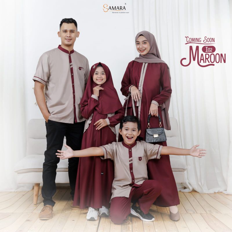 Samara I02 maroon busana muslim keluarga baju couple